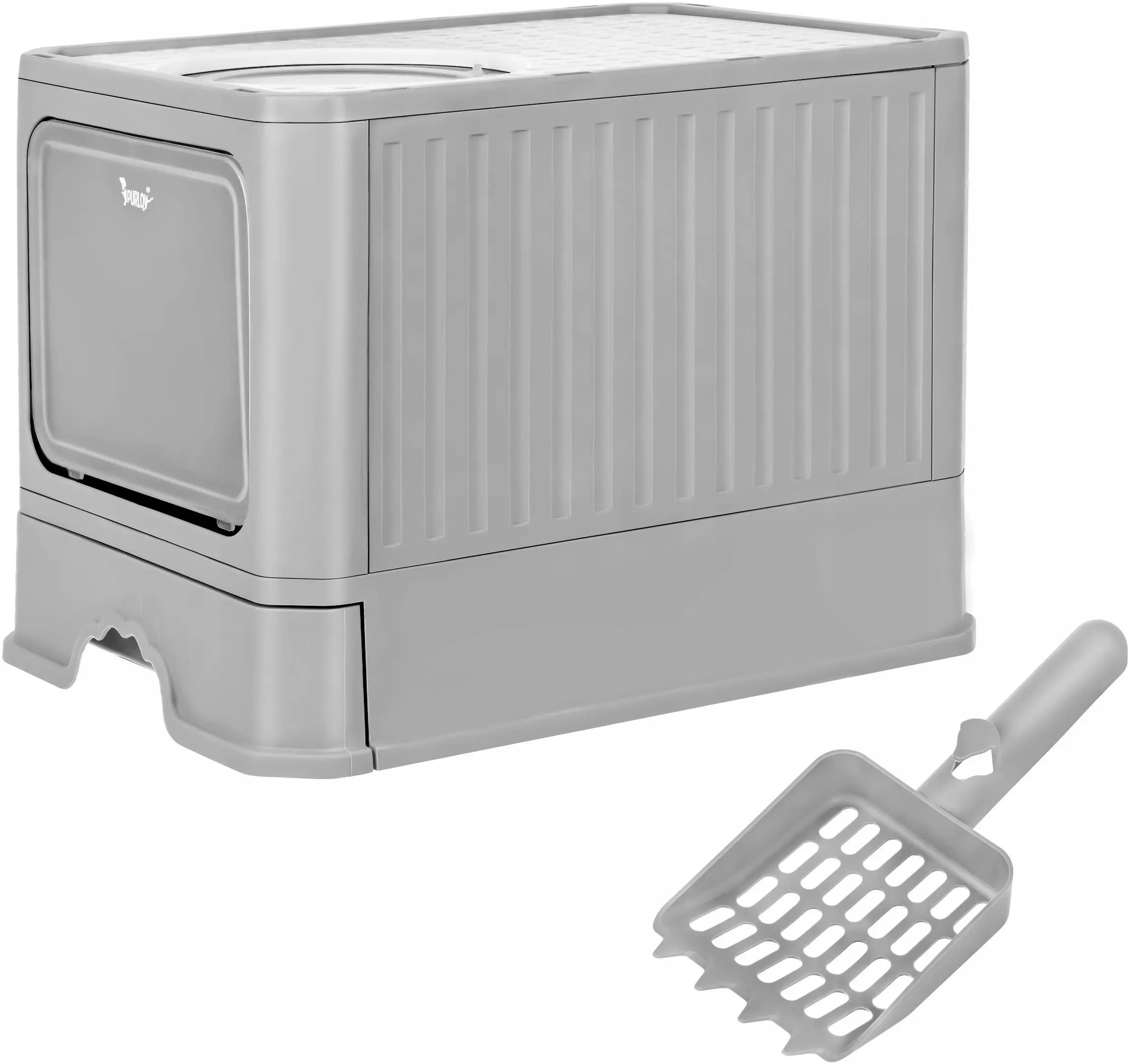 Закрытый туалет для кошек Purlov 27755 (Grey) - 2