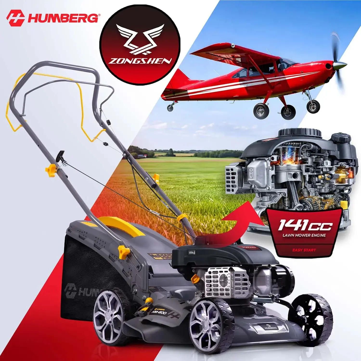 Masina de tuns iarba pe benzina Humberg HM-600 560000Z (Grey) - 4