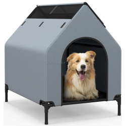 Casuta pentru caini Costway PU10047GR (Grey/Black)