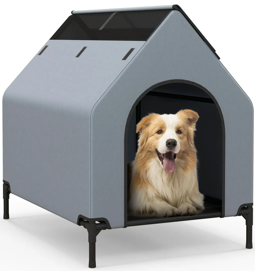 Casuta pentru caini Costway PU10047GR (Grey/Black)