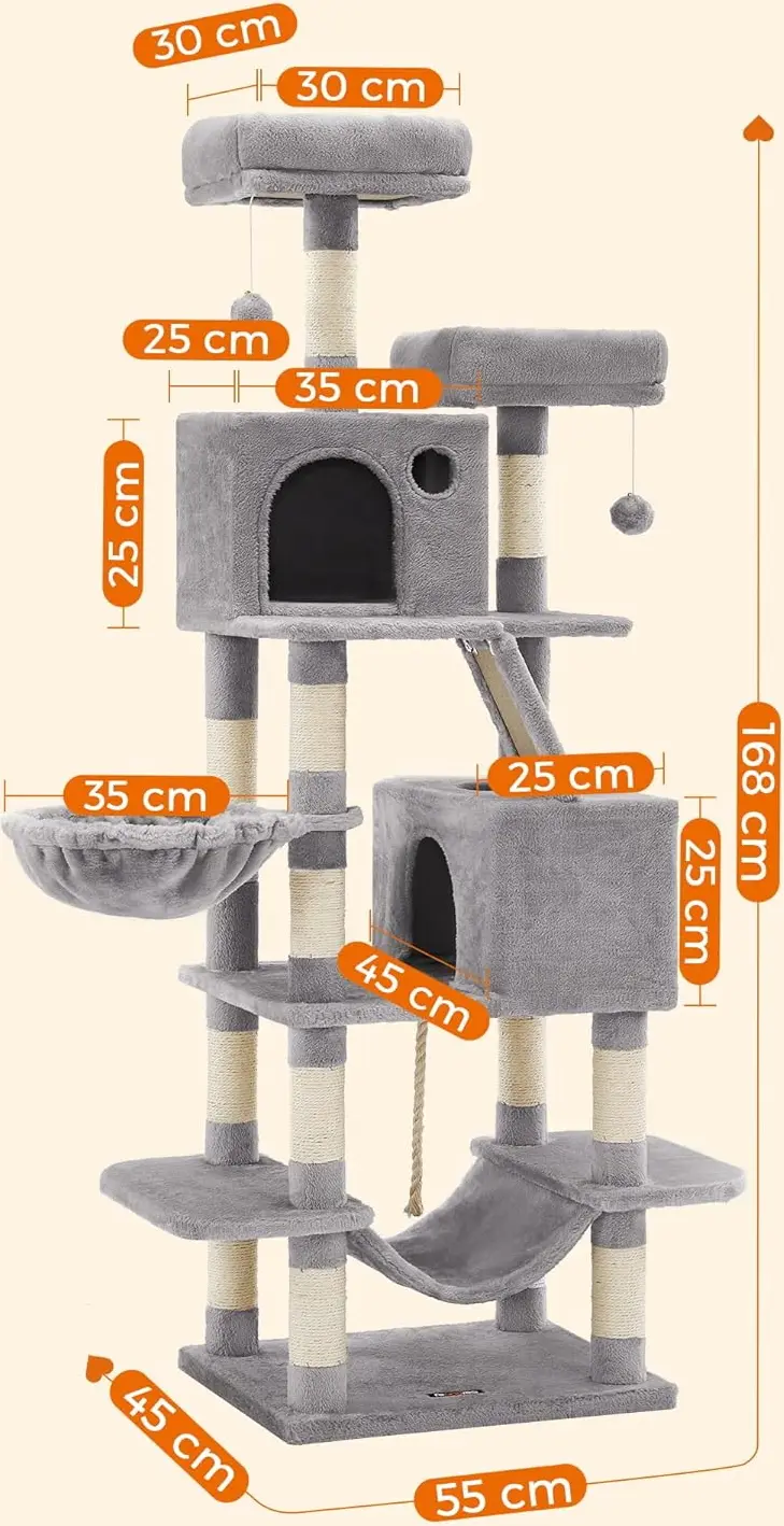 Игровой комплекс для кошек Feandrea PCT165W01 (Light Grey) - 8