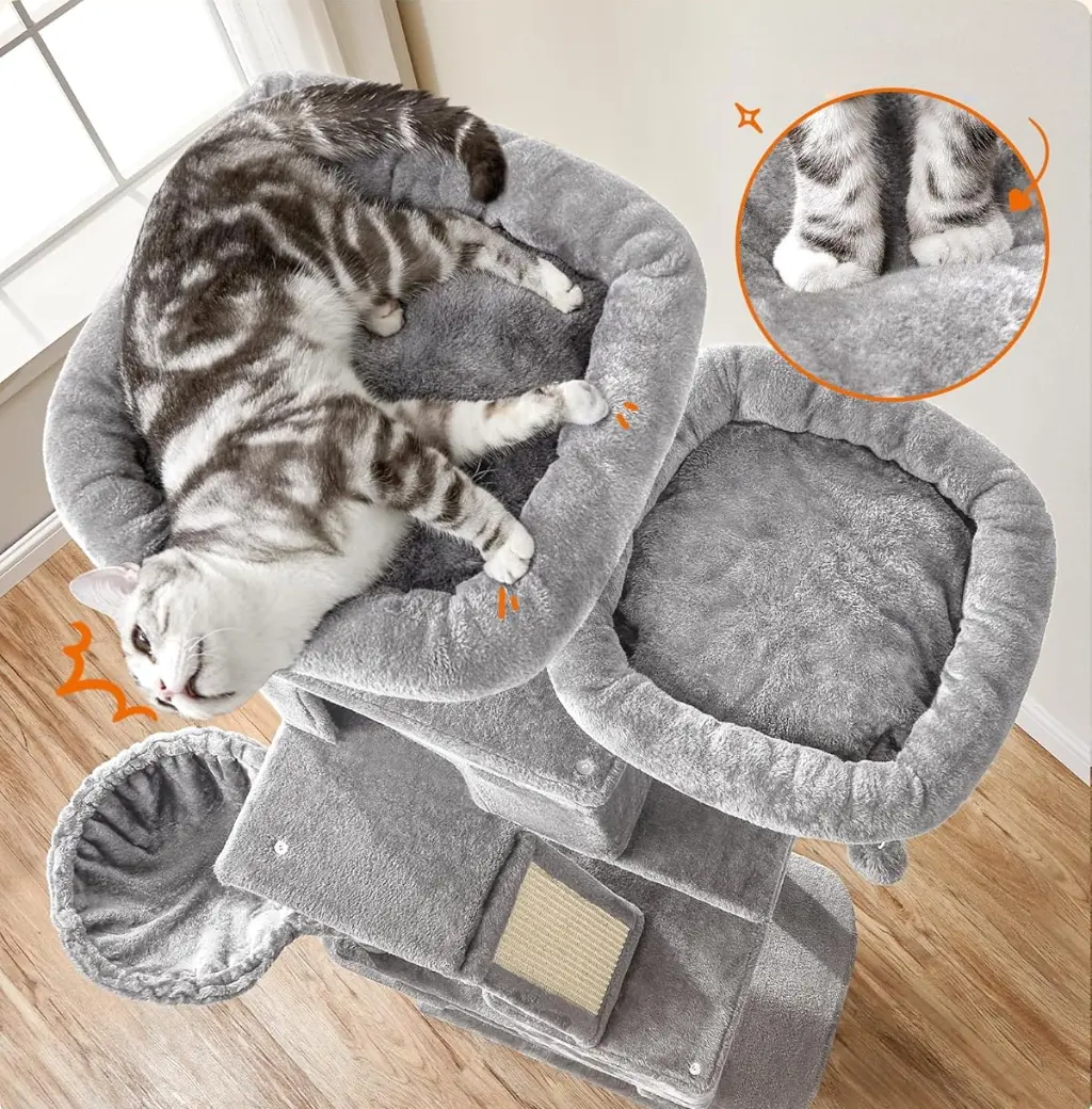 Игровой комплекс для кошек Feandrea PCT190W01 (Light Grey) - 3