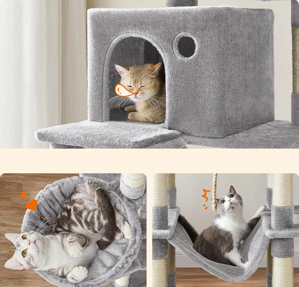 Игровой комплекс для кошек Feandrea PCT190W01 (Light Grey) - 4