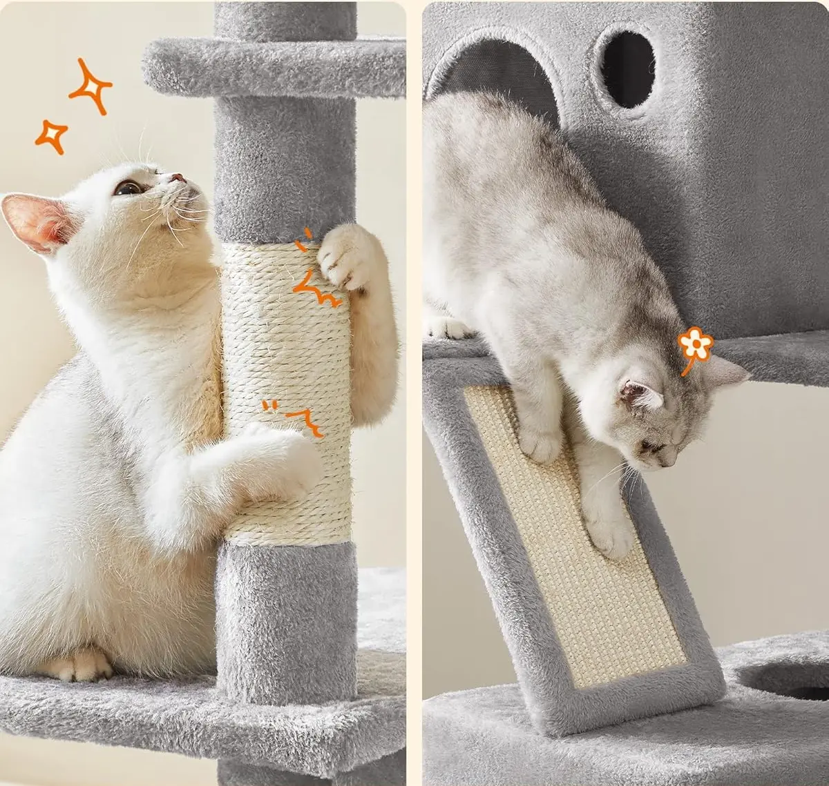 Игровой комплекс для кошек Feandrea PCT190W01 (Light Grey) - 5