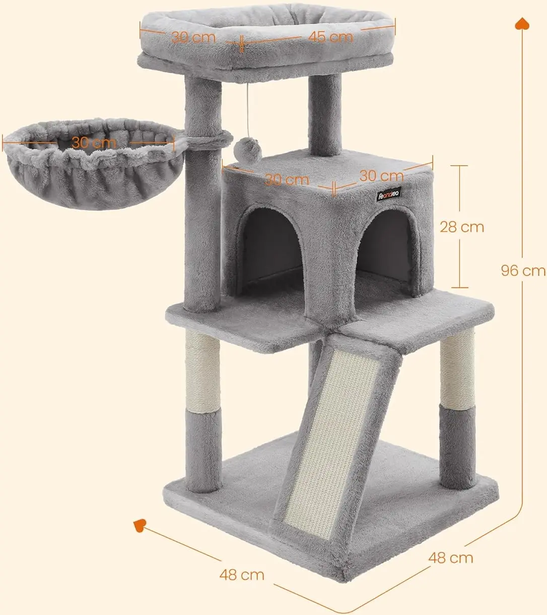 Игровой комплекс для кошек Feandrea PCT51W (Light Grey) - 7