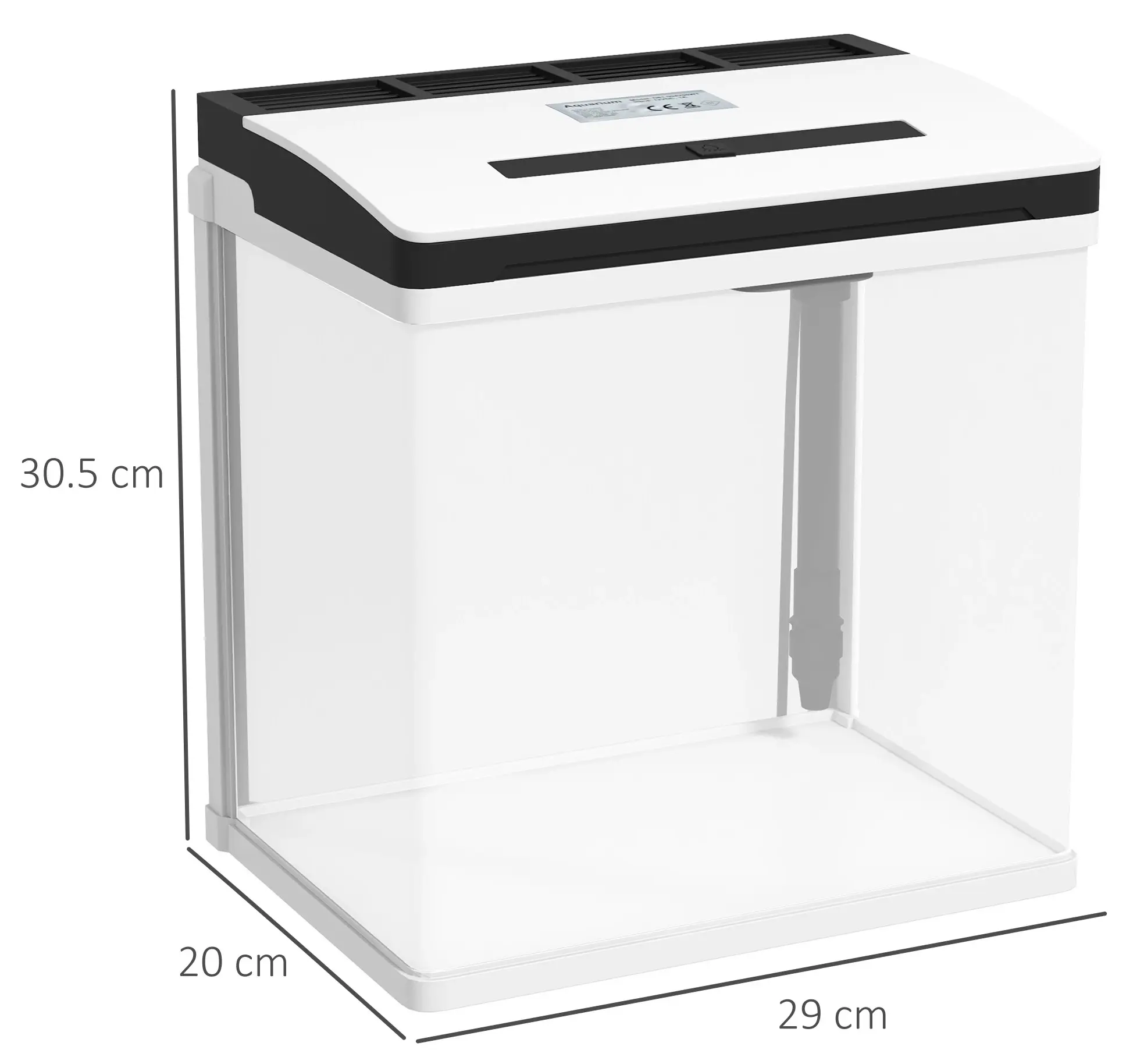 Acvariu pentru pesti PawHut D61-004V90WT 13L (White/Black) - 5