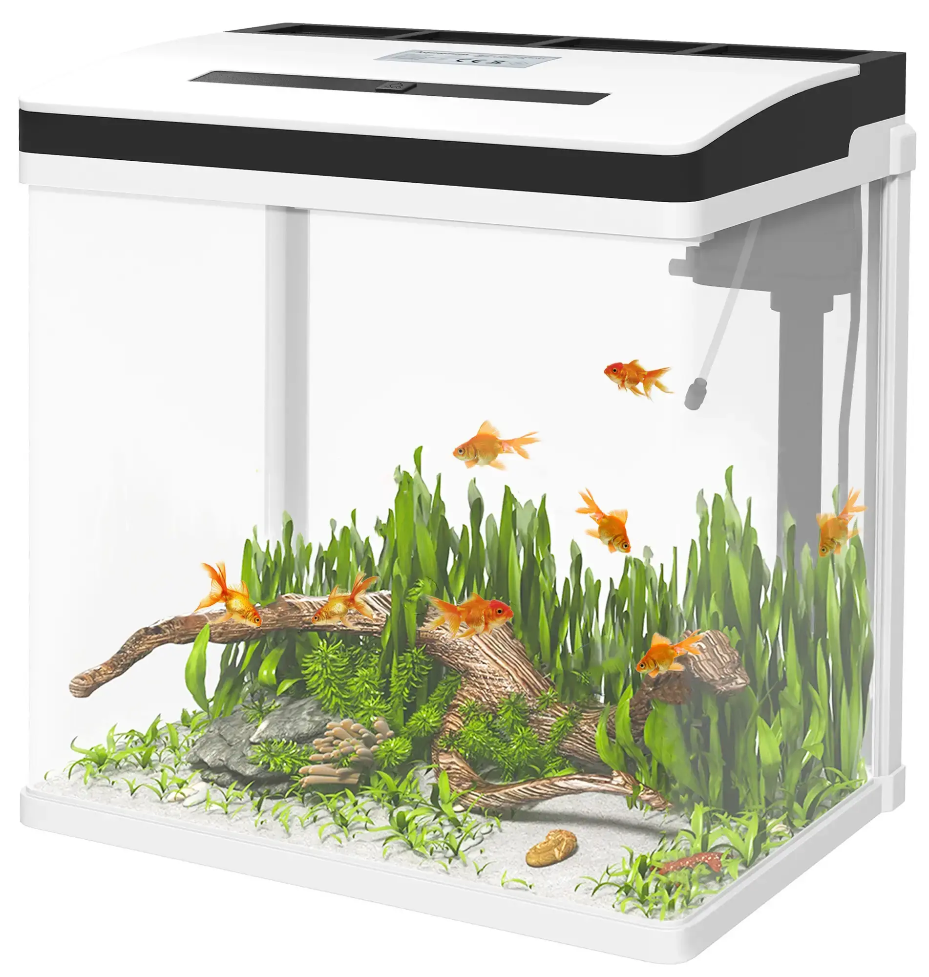 Acvariu pentru pesti PawHut D61-004V91WT 28L (White/Black) - 2