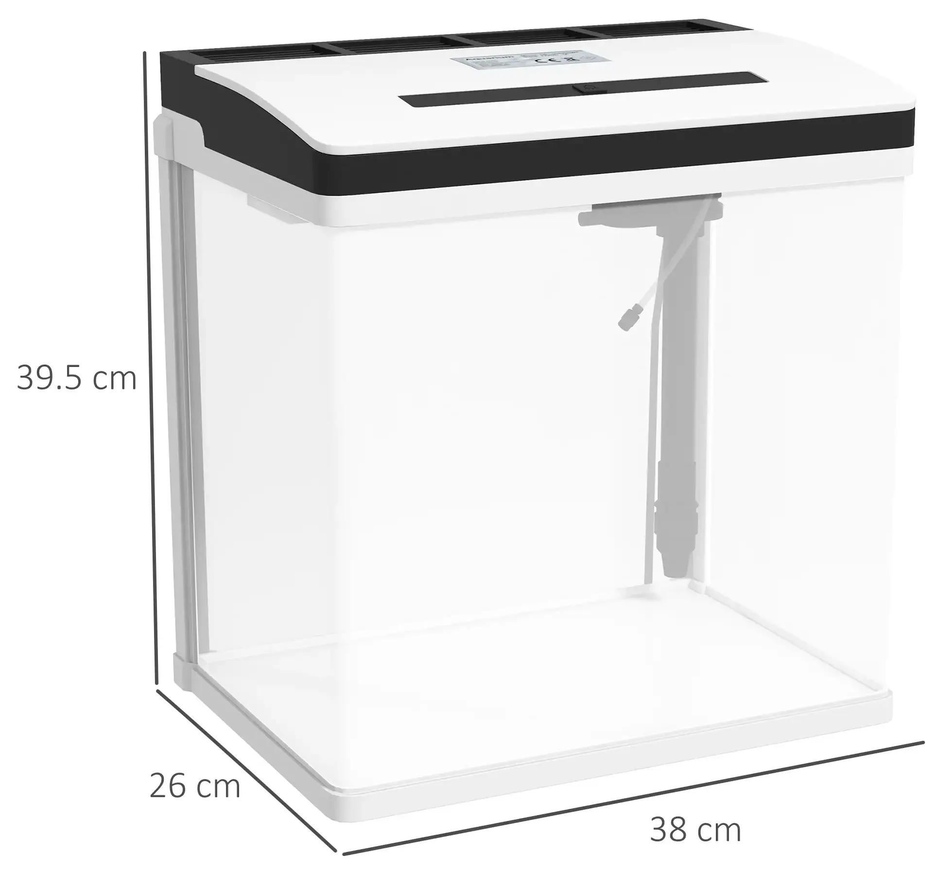 Acvariu pentru pesti PawHut D61-004V91WT 28L (White/Black) - 4