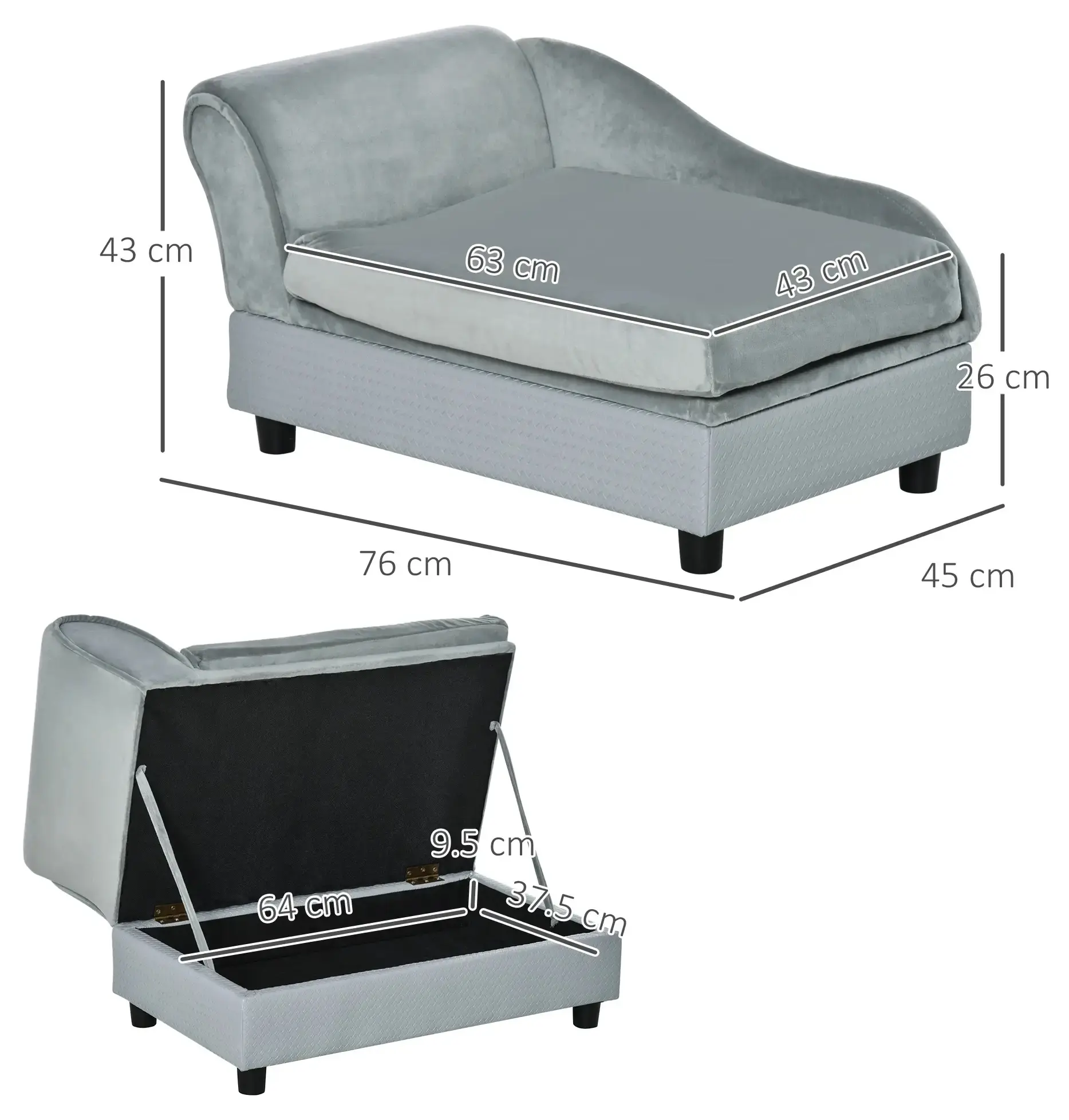 Диван для собак PawHut D04-140 (Light Grey) - 3