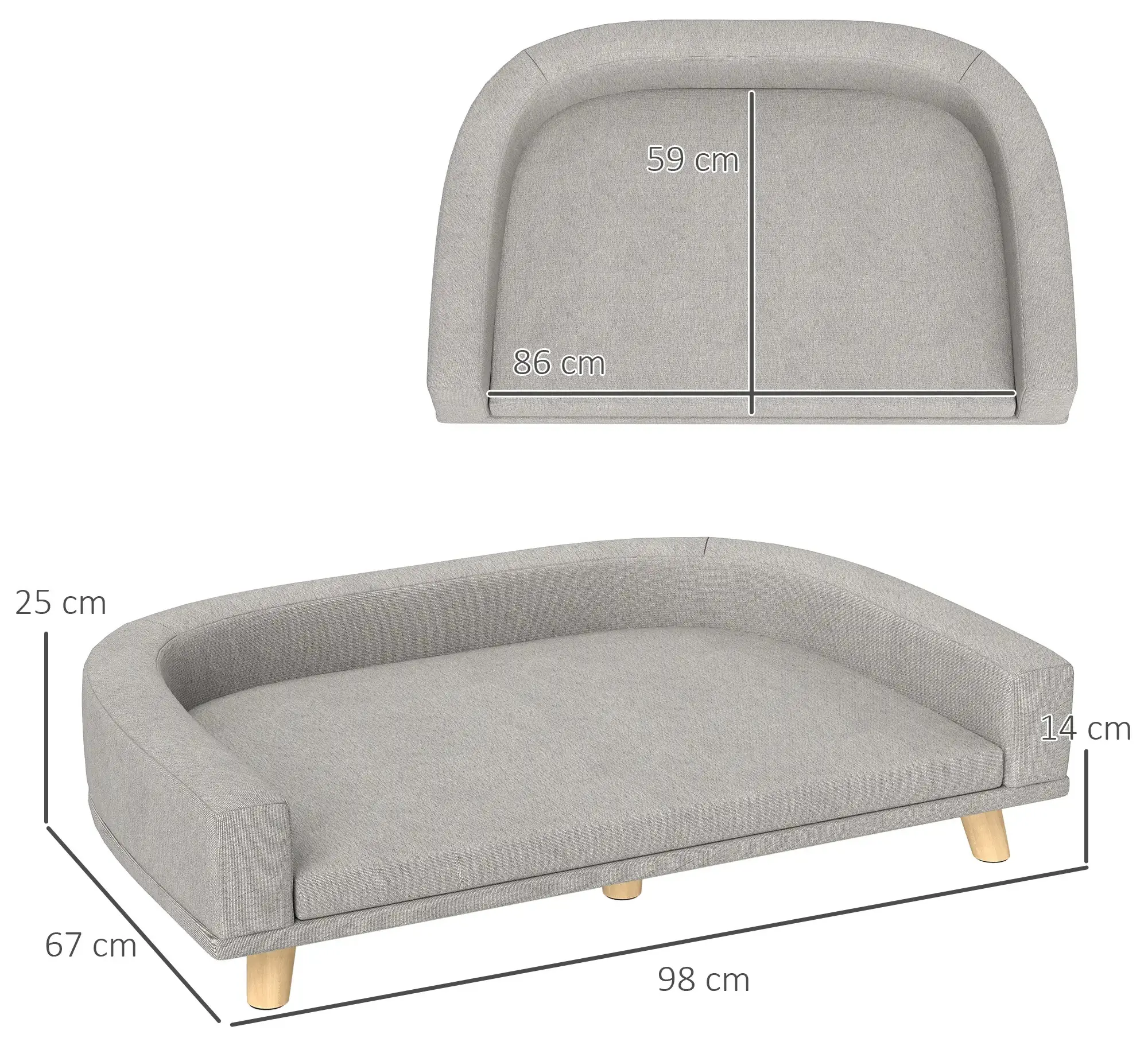 Canapea pentru caini PawHut D04-262V00GY (Grey) - 4