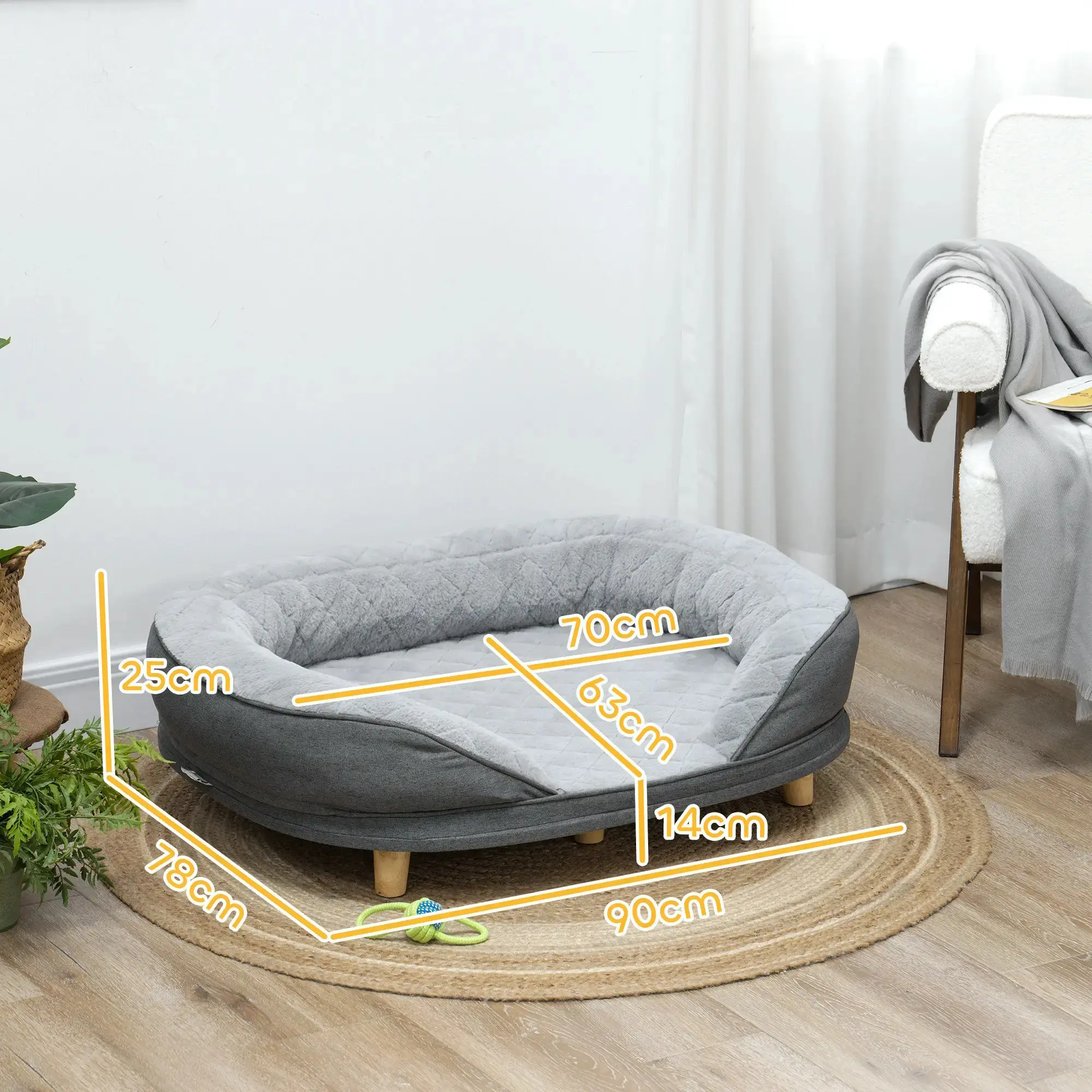 Canapea pentru caini PawHut D04-284V00GY (Grey) - 6