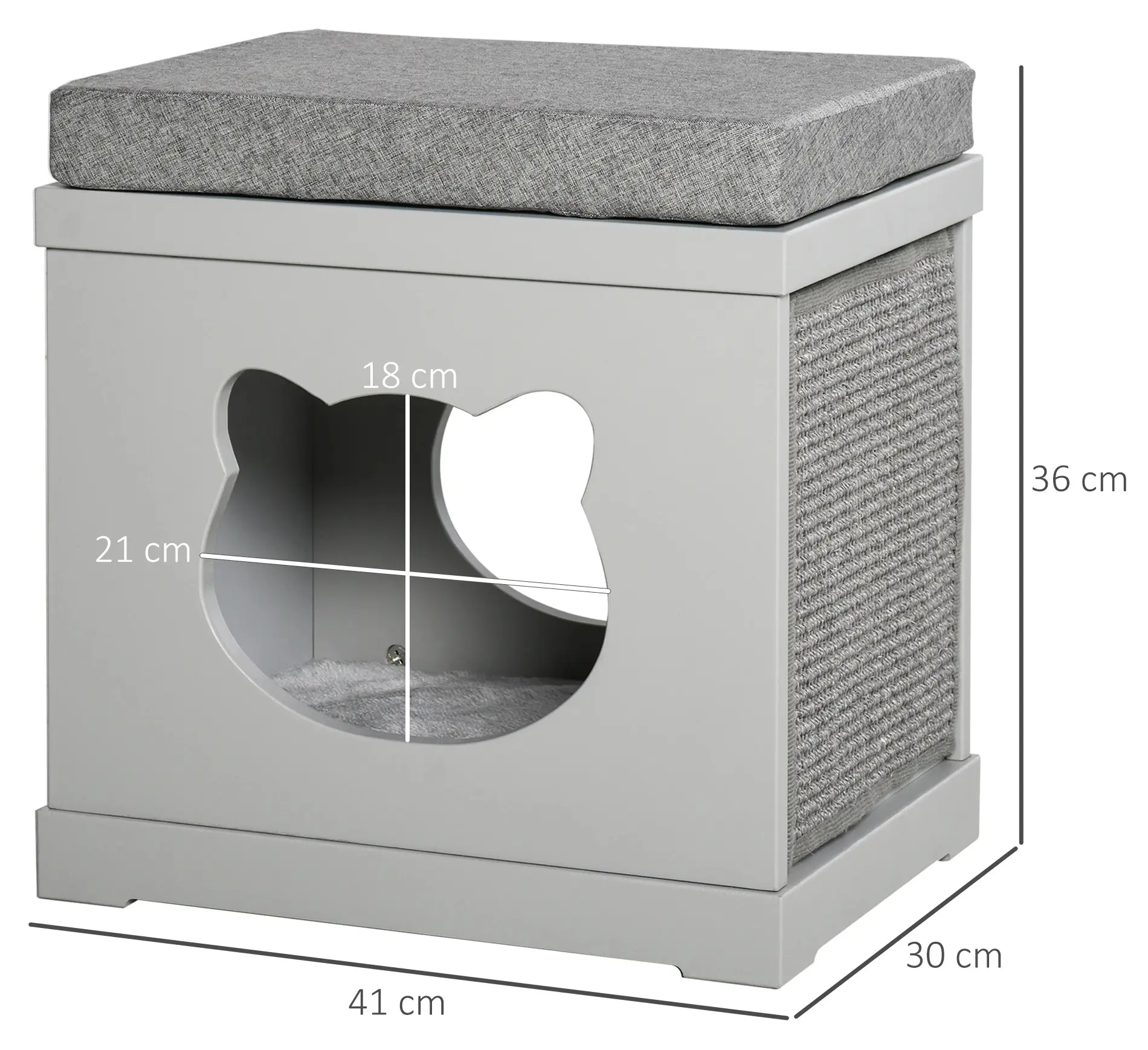 Casuta pentru pisici PawHut D30-334GY (Grey) - 2