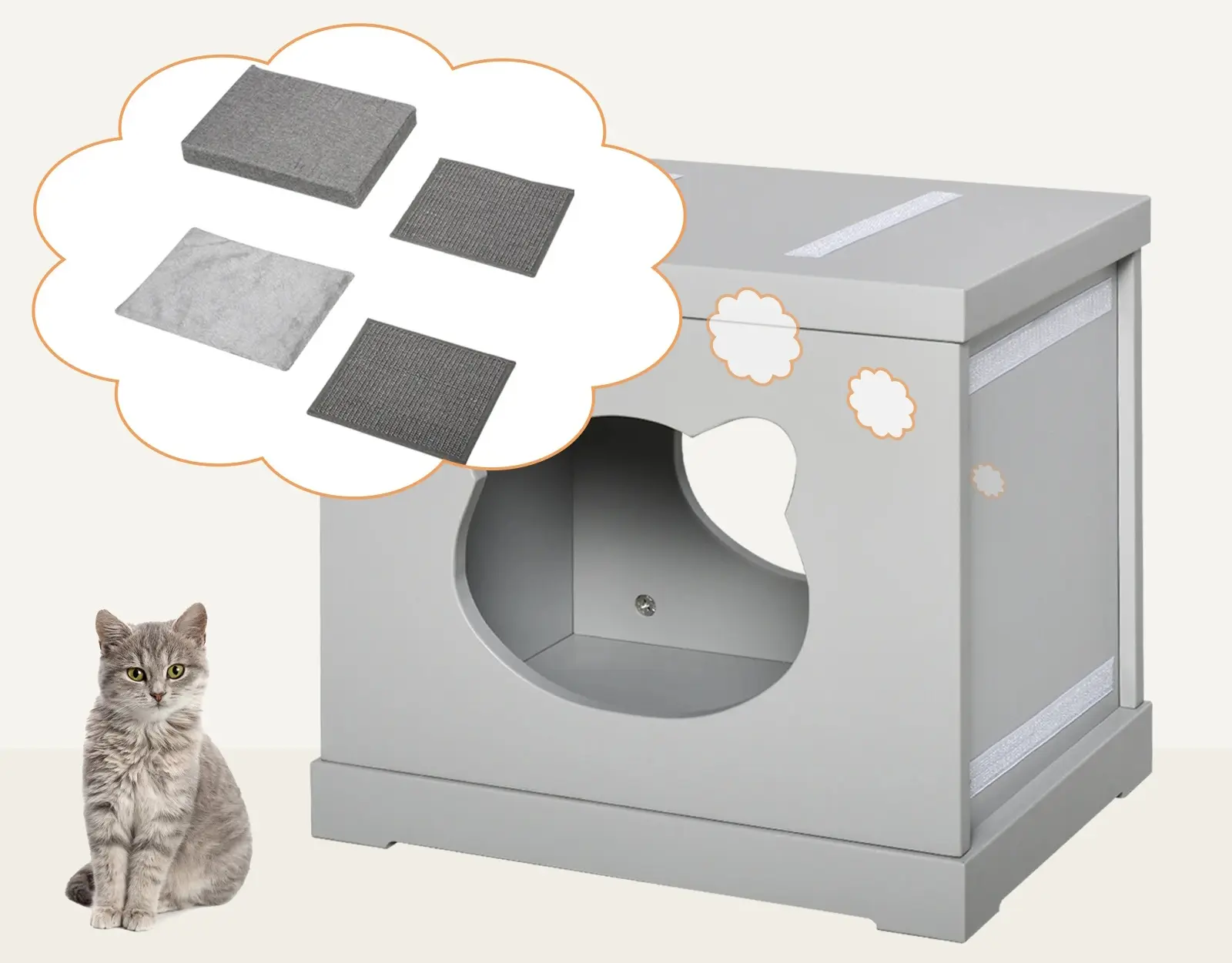 Casuta pentru pisici PawHut D30-334GY (Grey) - 7