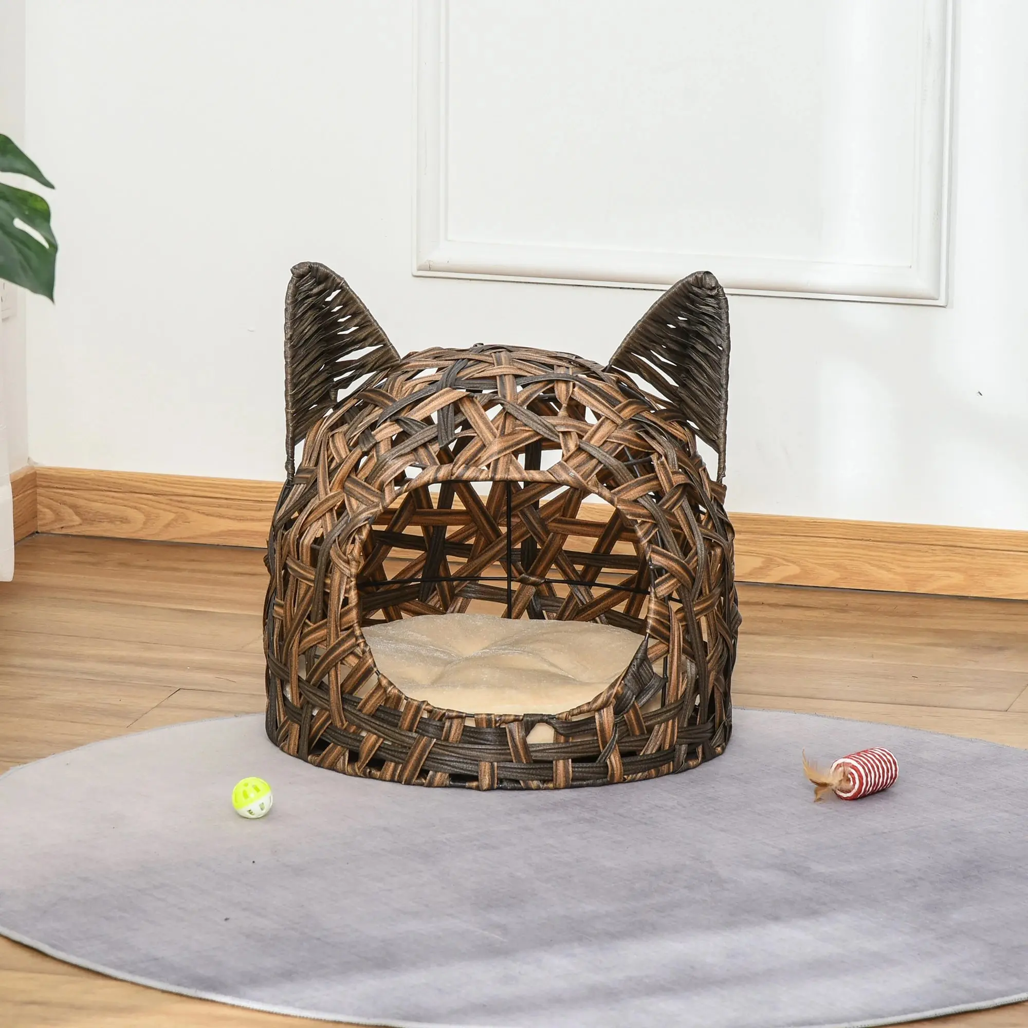 Casuta pentru pisici PawHut D30-400 (Brown) - 4