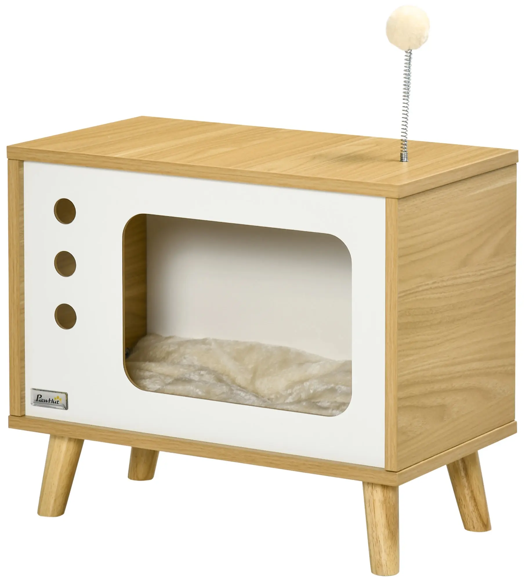 Домик для кошек PawHut D30-595V00AK (Natural/White) - 2