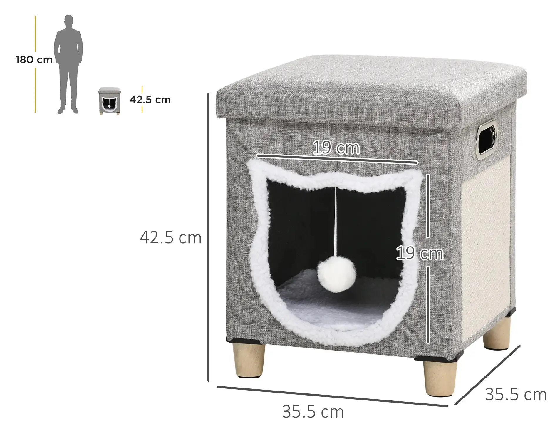 Домик для кошек PawHut D30-679V00GY (Grey/Cream) - 3