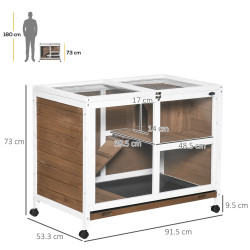 Домик для кроликов и грызунов PawHut D51-124BN (Brown/White) Thumb