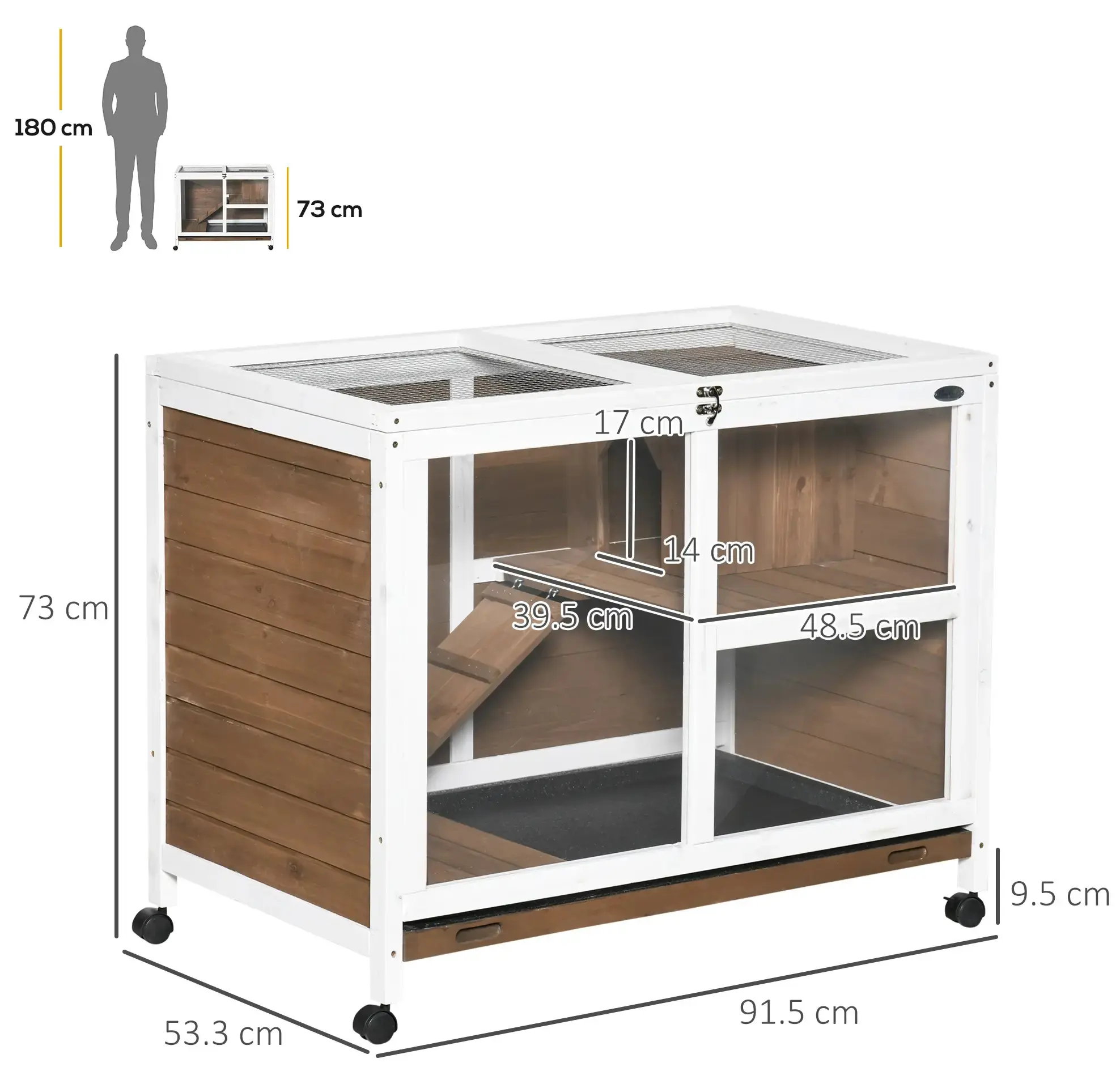 Домик для кроликов и грызунов PawHut D51-124BN (Brown/White) - 3