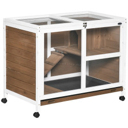 Casuta pentru iepuri si rozatoare PawHut D51-124BN (Brown/White)