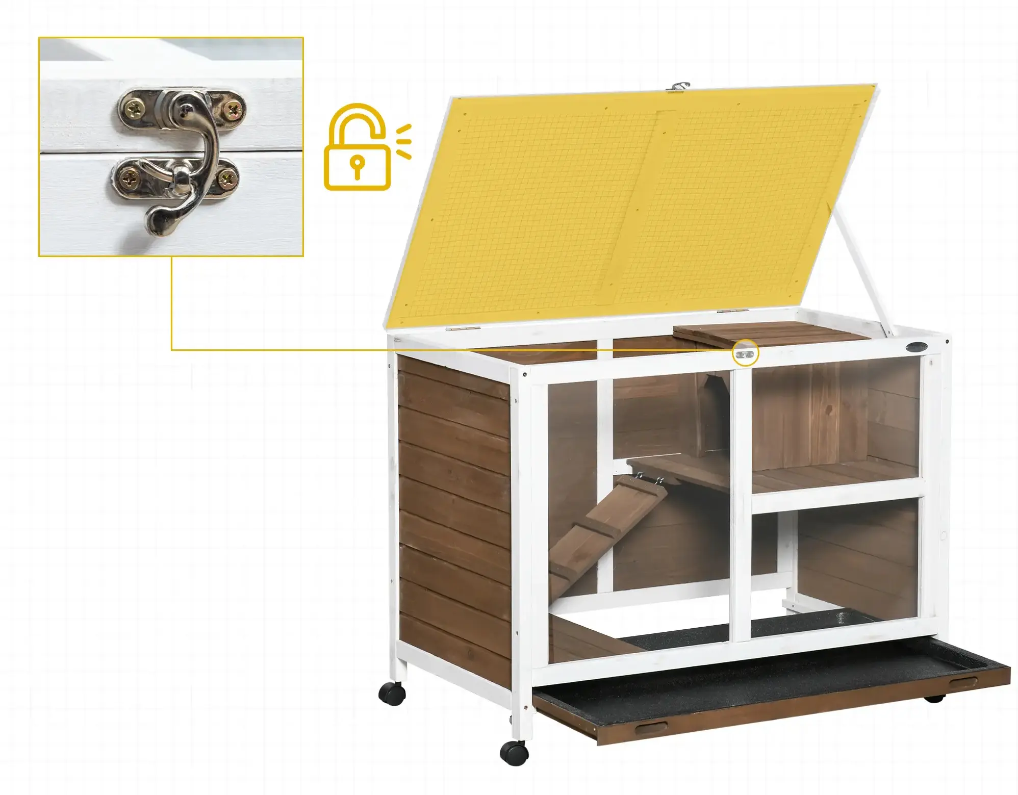 Домик для кроликов и грызунов PawHut D51-124BN (Brown/White) - 4