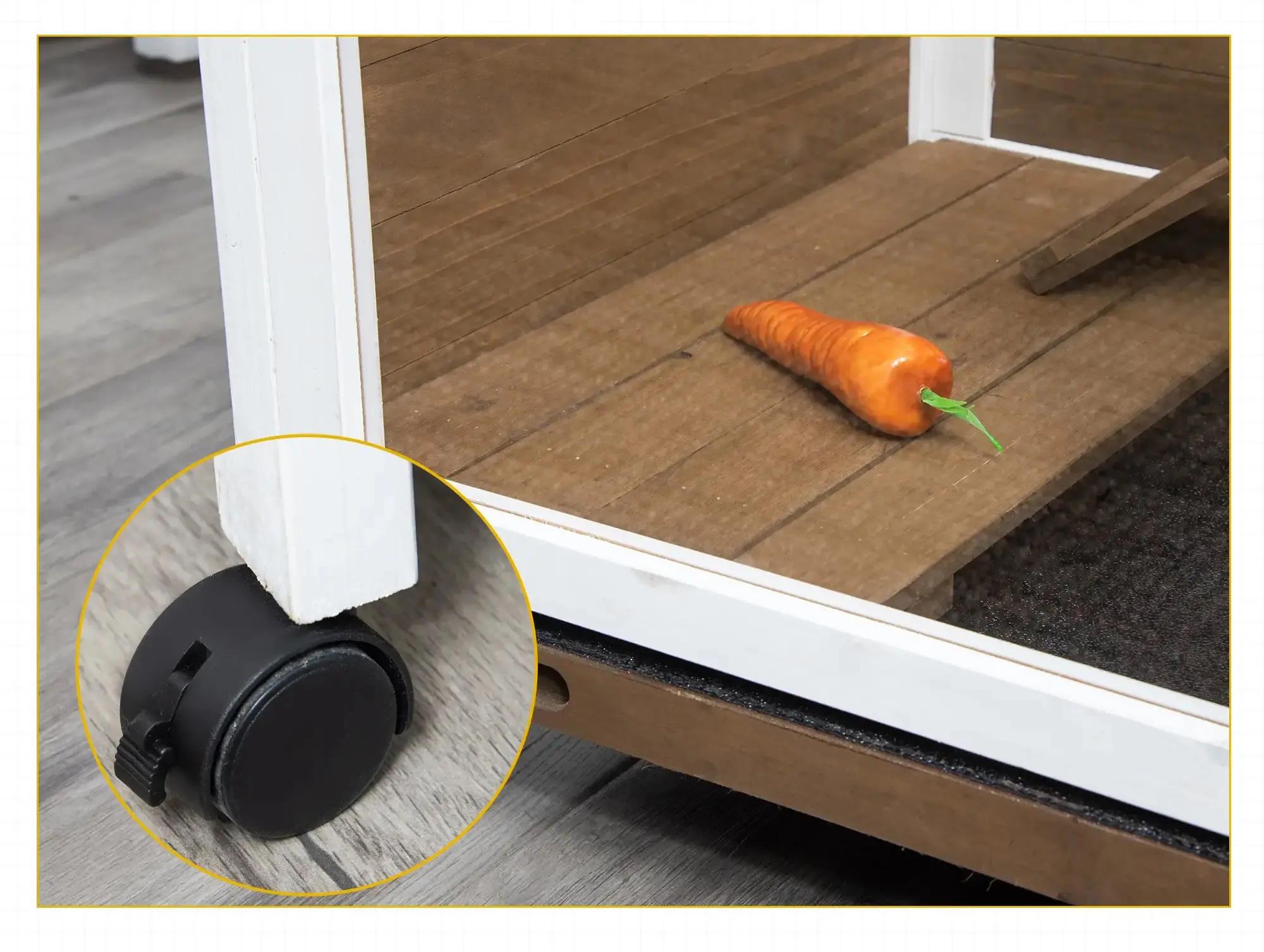 Домик для кроликов и грызунов PawHut D51-124BN (Brown/White) - 5