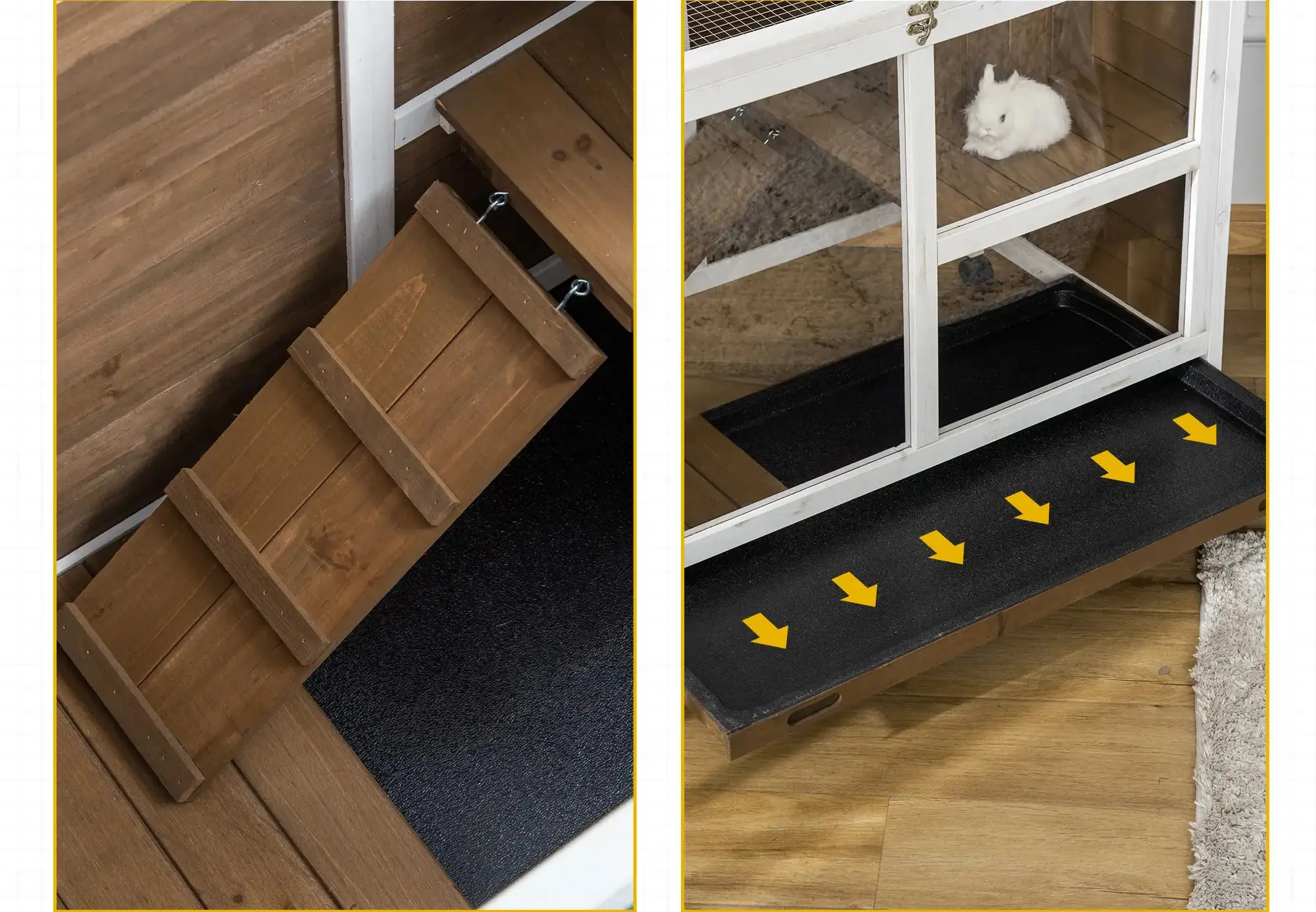 Домик для кроликов и грызунов PawHut D51-124BN (Brown/White) - 6