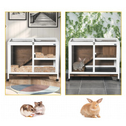 Домик для кроликов и грызунов PawHut D51-124BN (Brown/White) Thumb