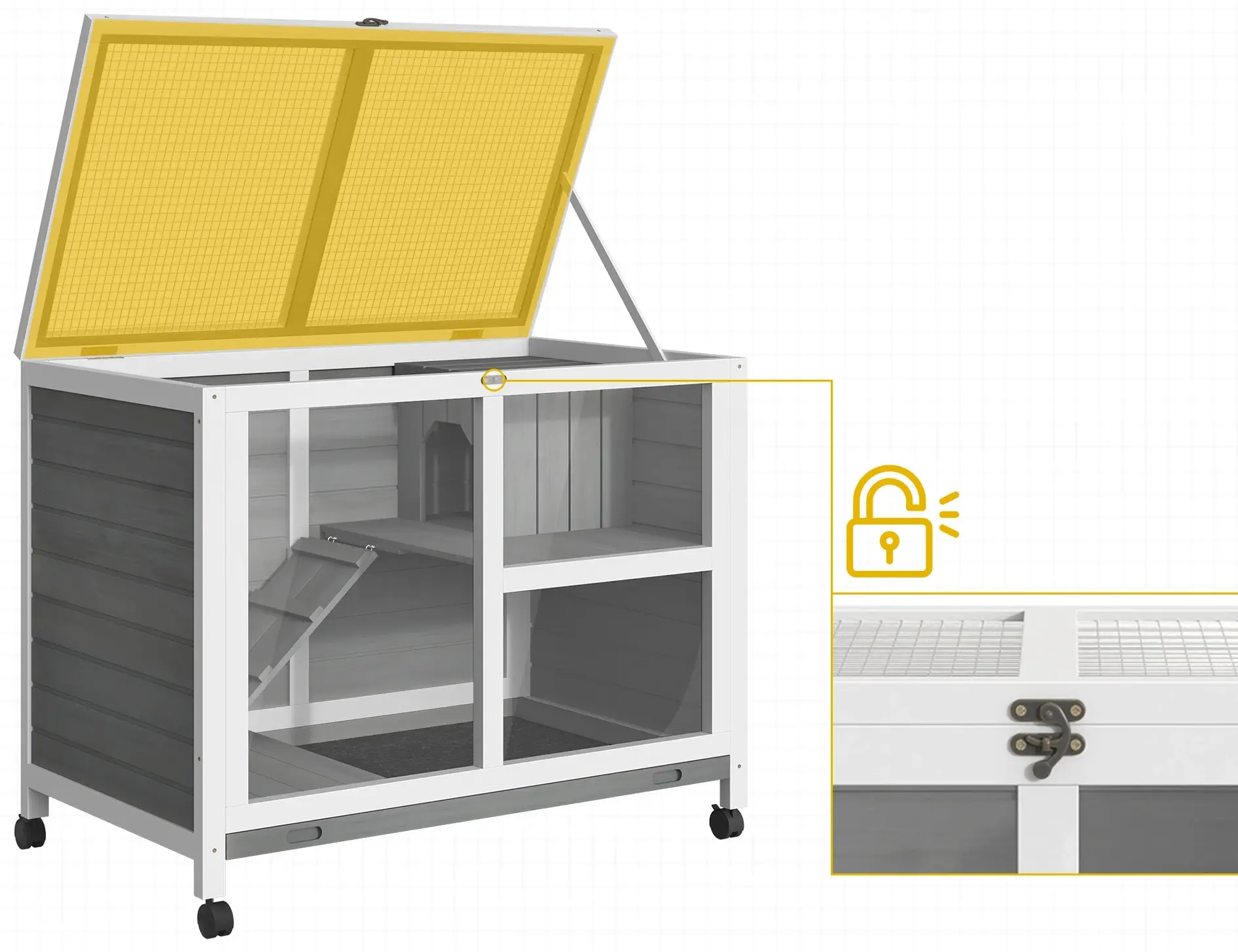 Домик для кроликов и грызунов PawHut D51-124GY (Grey) - 3