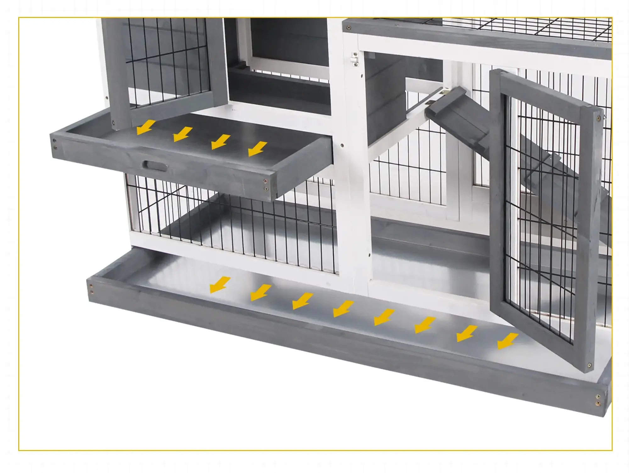 Casuta pentru iepuri si rozatoare PawHut D51-125 (Grey/White) - 4