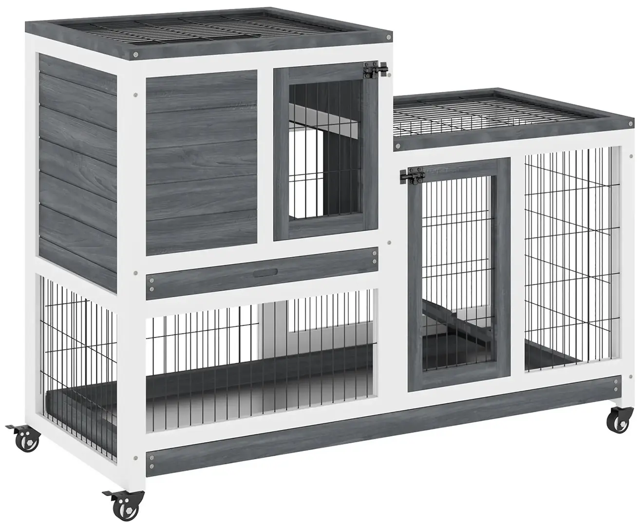 Casuta pentru iepuri si rozatoare PawHut D51-125 (Grey/White)