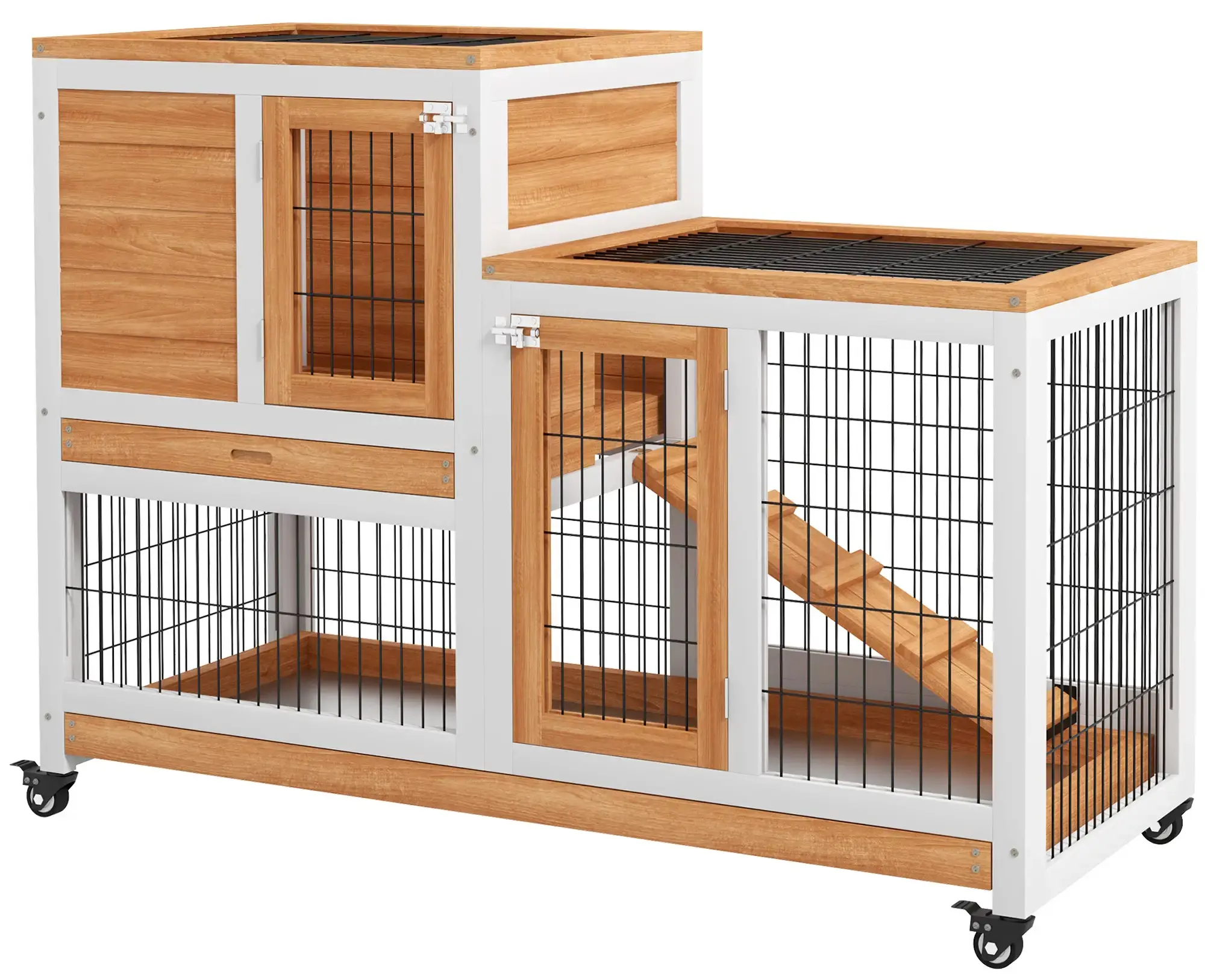 Casuta pentru iepuri si rozatoare PawHut D51-125V00YL (Natural/White) - 2