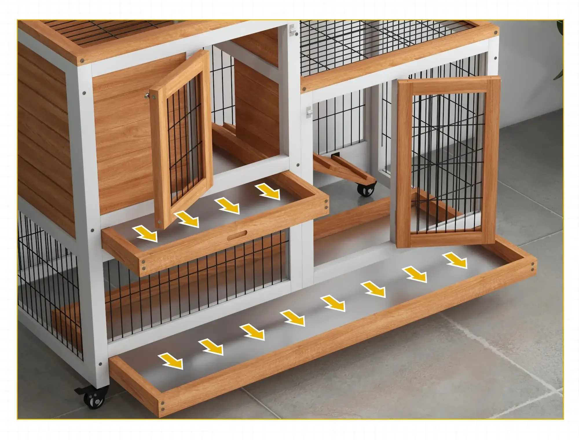 Casuta pentru iepuri si rozatoare PawHut D51-125V00YL (Natural/White) - 5