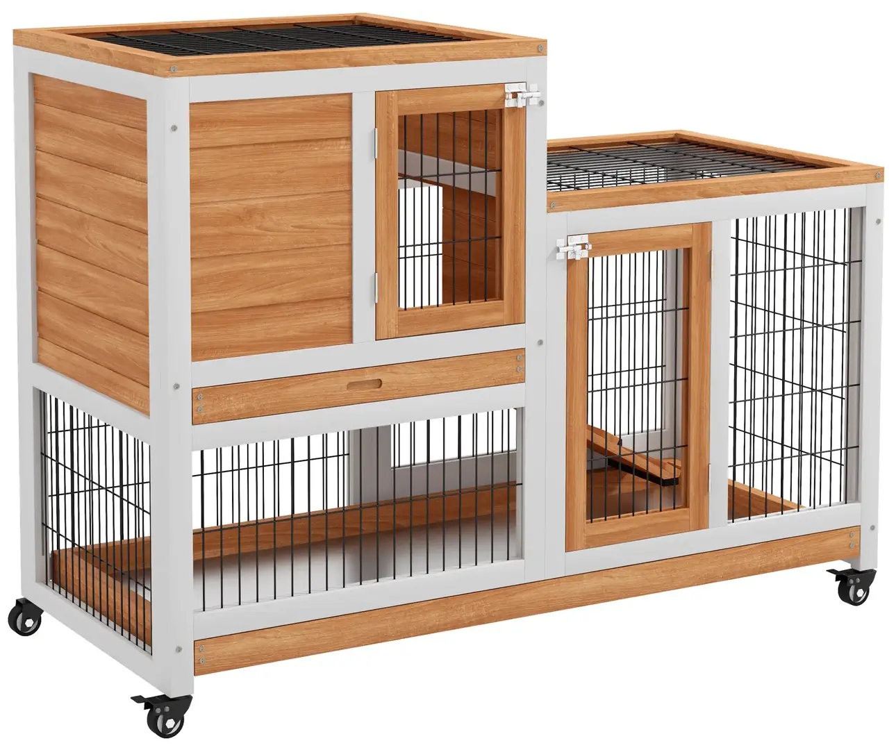 Casuta pentru iepuri si rozatoare PawHut D51-125V00YL (Natural/White)