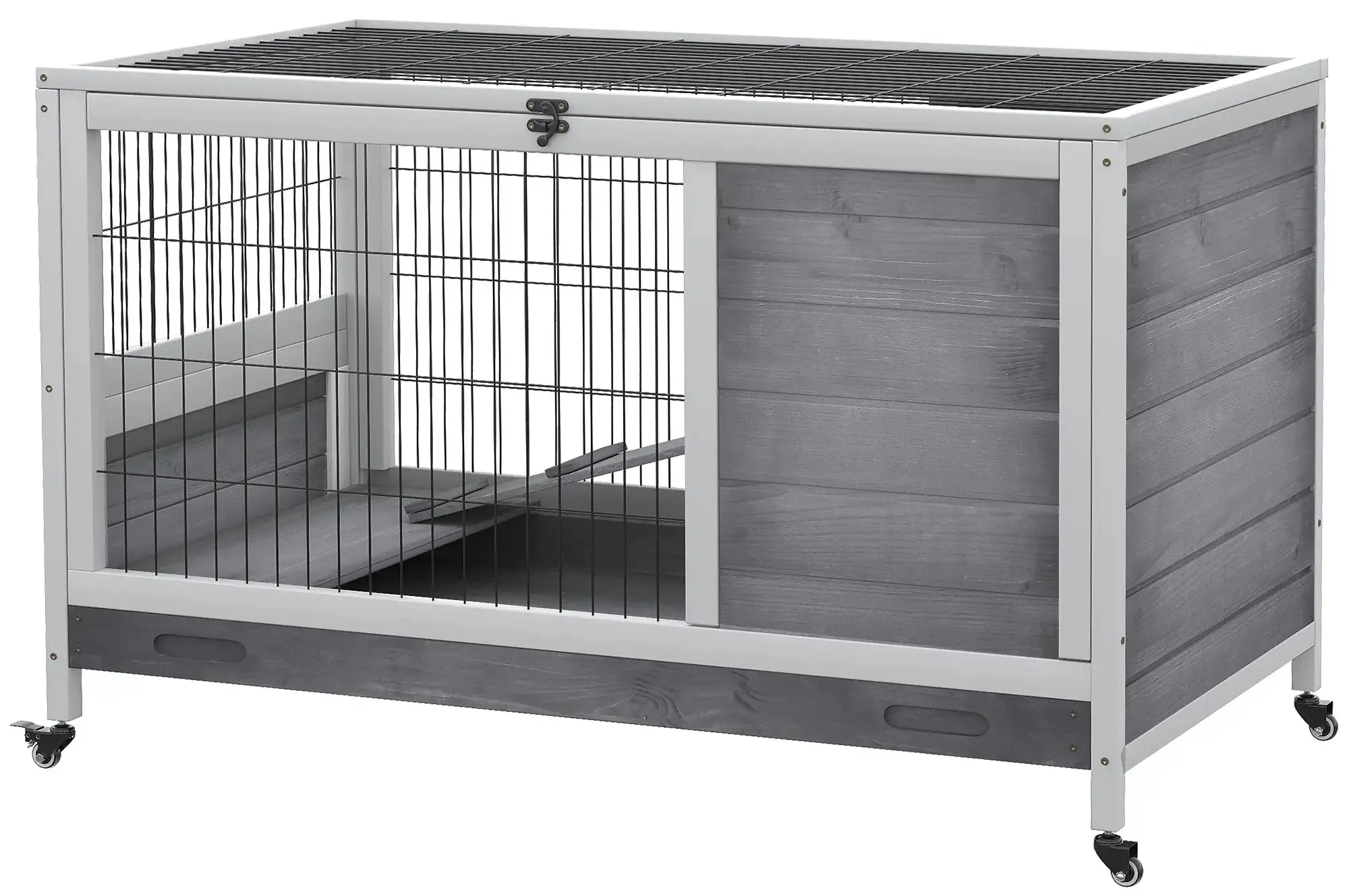 Домик для кроликов и грызунов PawHut D51-126GY (Grey/White) - 2