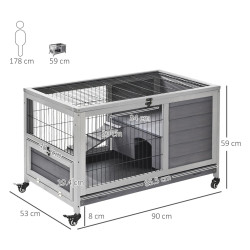 Домик для кроликов и грызунов PawHut D51-126GY (Grey/White) Thumb