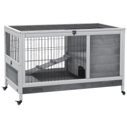 Casuta pentru iepuri si rozatoare PawHut D51-126GY (Grey/White)