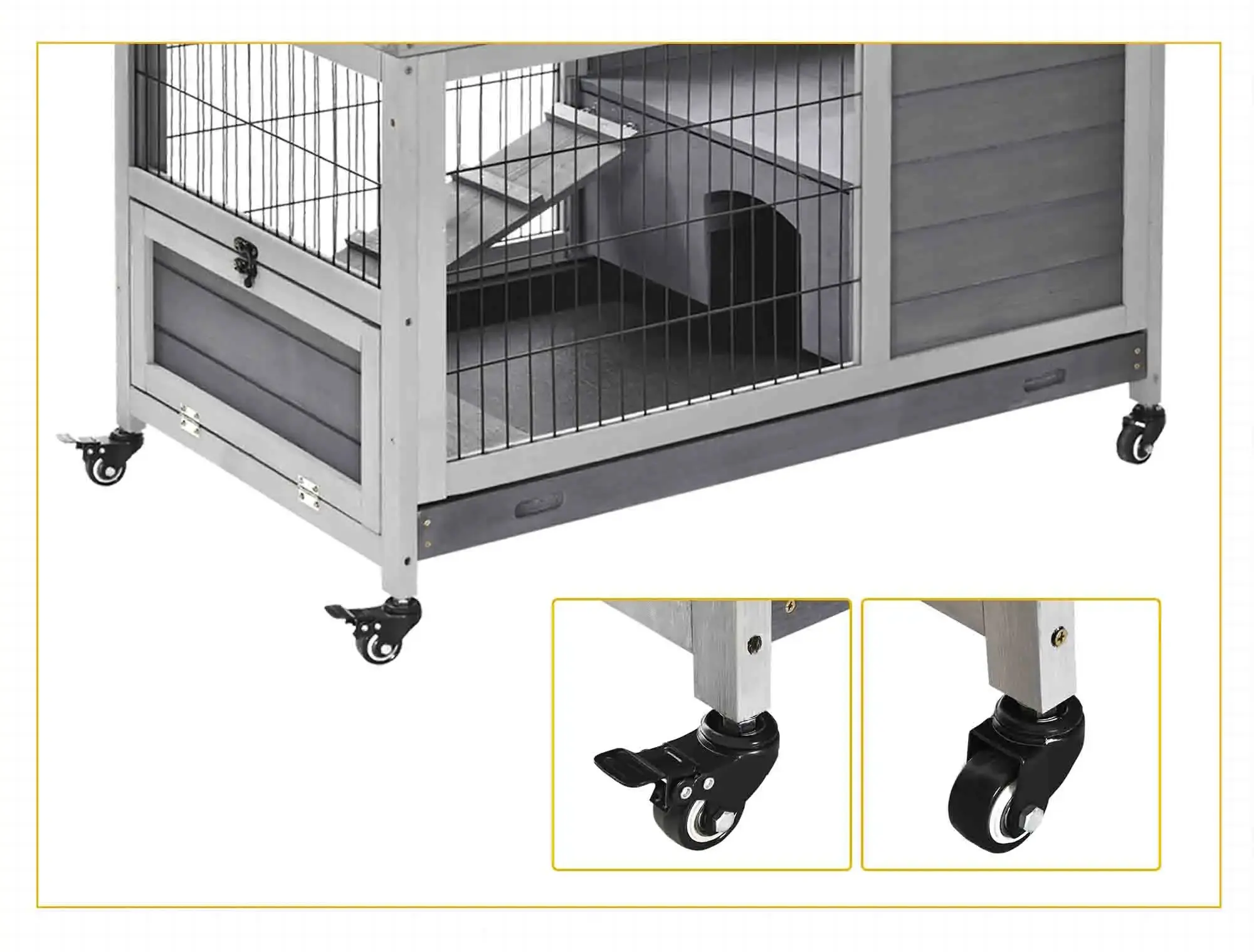 Домик для кроликов и грызунов PawHut D51-126GY (Grey/White) - 6