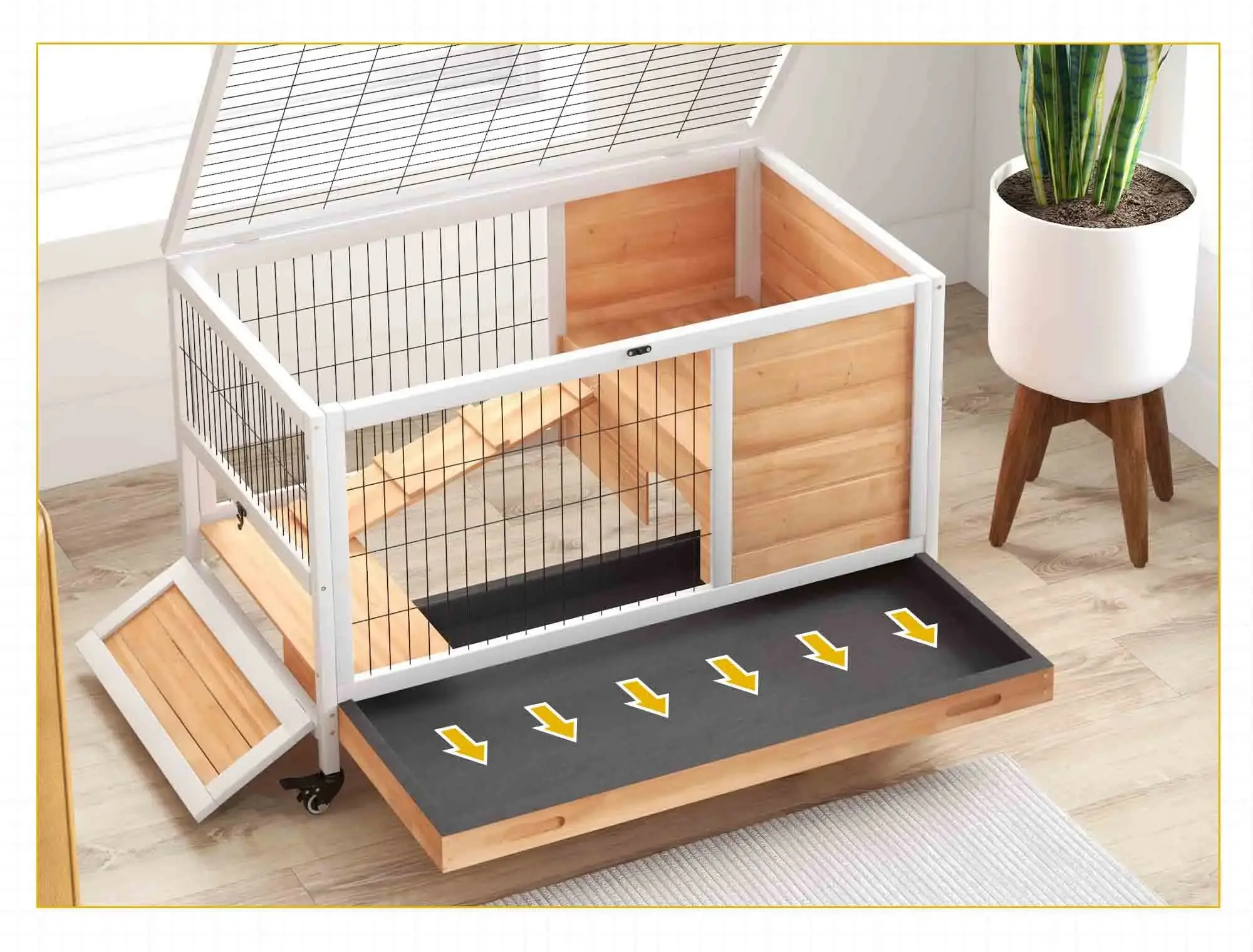 Домик для кроликов и грызунов PawHut D51-126V00YL (Natural/White) - 3