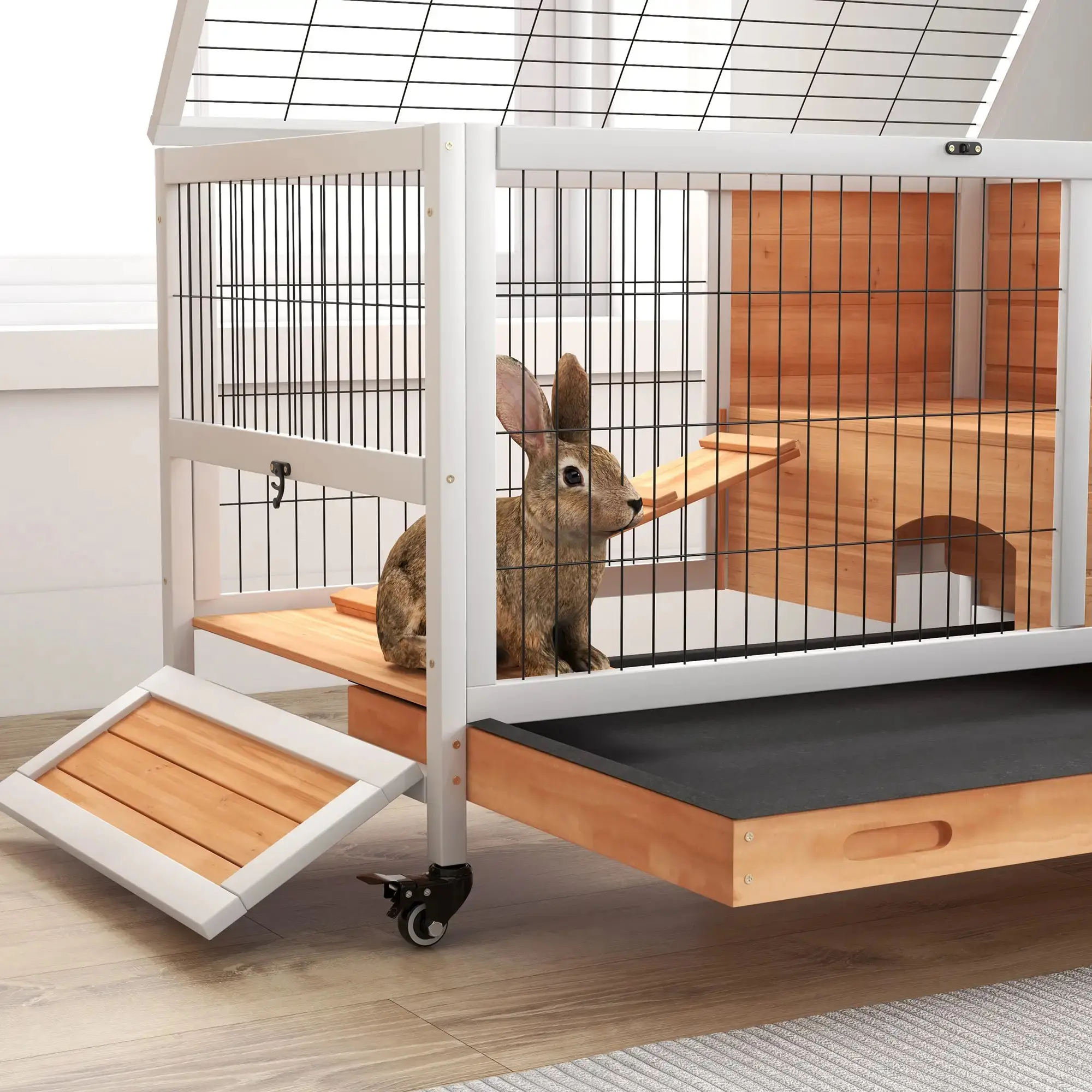 Домик для кроликов и грызунов PawHut D51-126V00YL (Natural/White) - 4