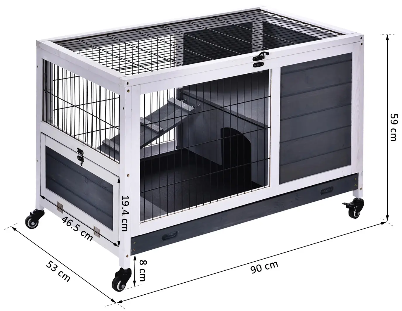 Casuta pentru iepuri si rozatoare PawHut D51-126WT (Grey/White) - 2