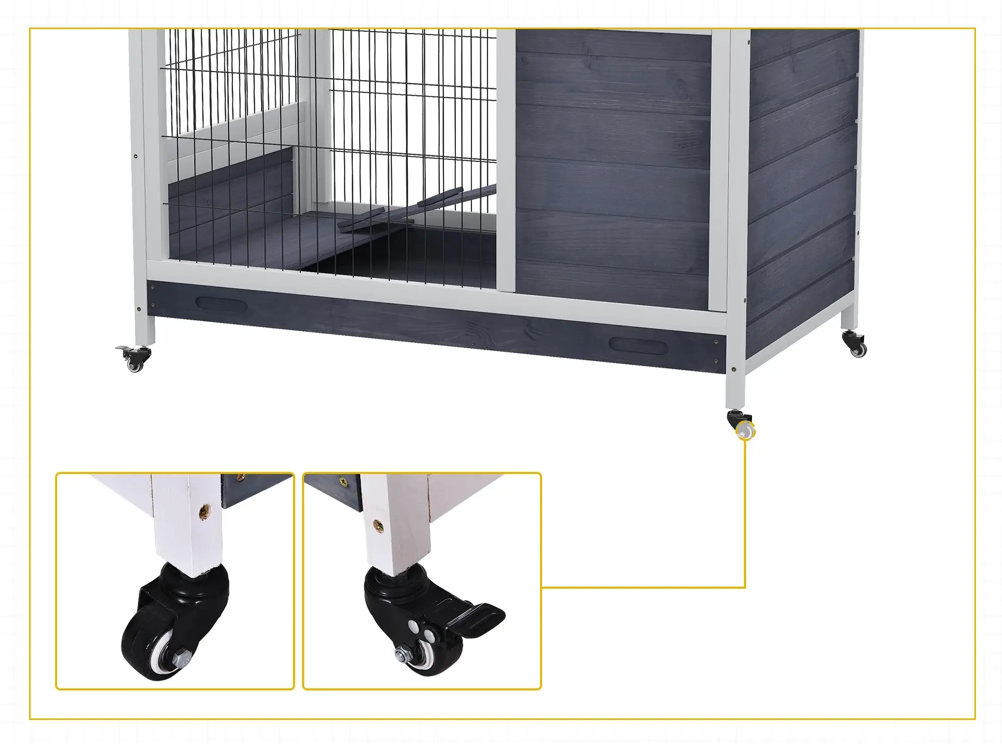 Casuta pentru iepuri si rozatoare PawHut D51-126WT (Grey/White) - 7