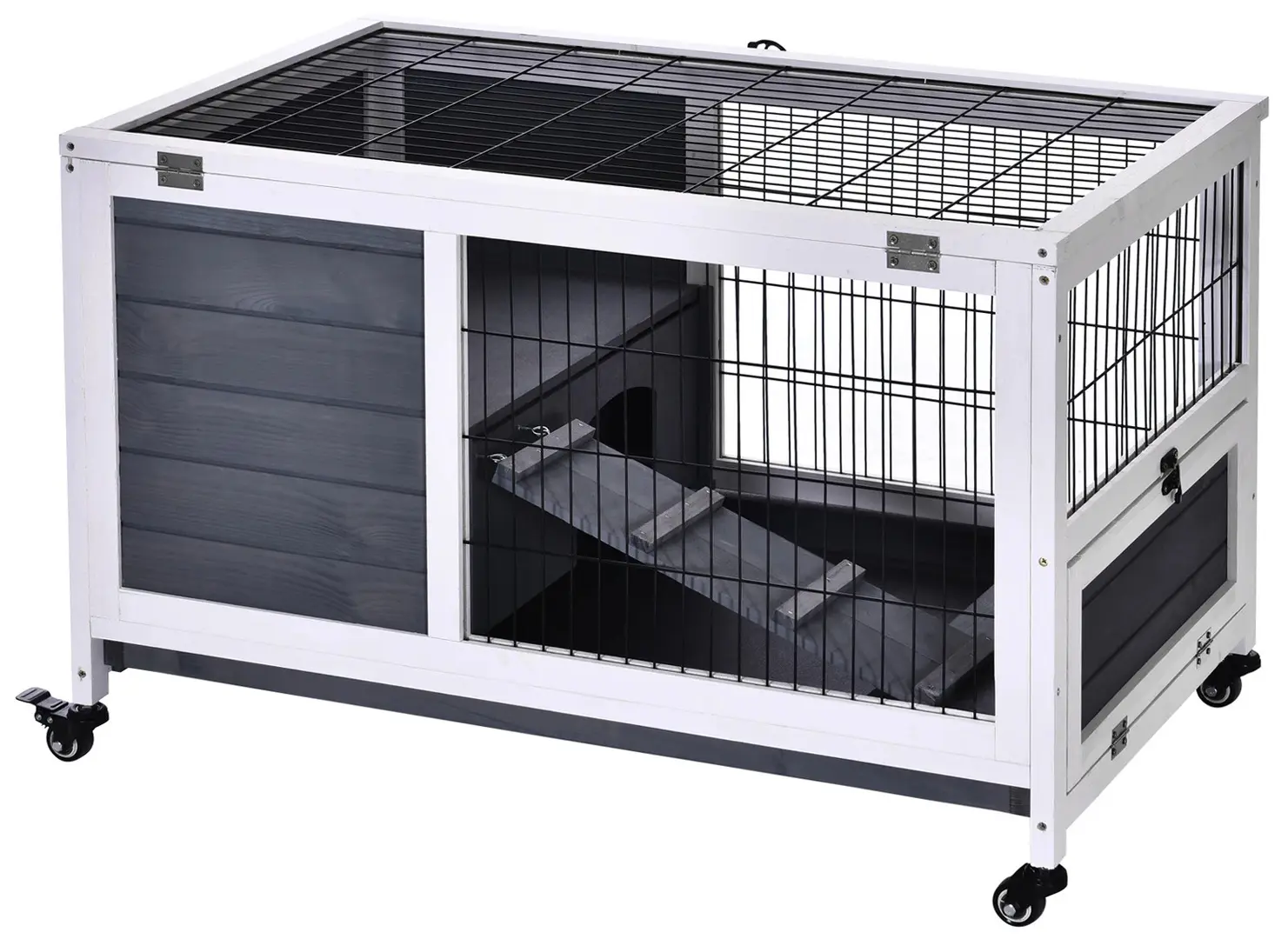 Casuta pentru iepuri si rozatoare PawHut D51-126WT (Grey/White)