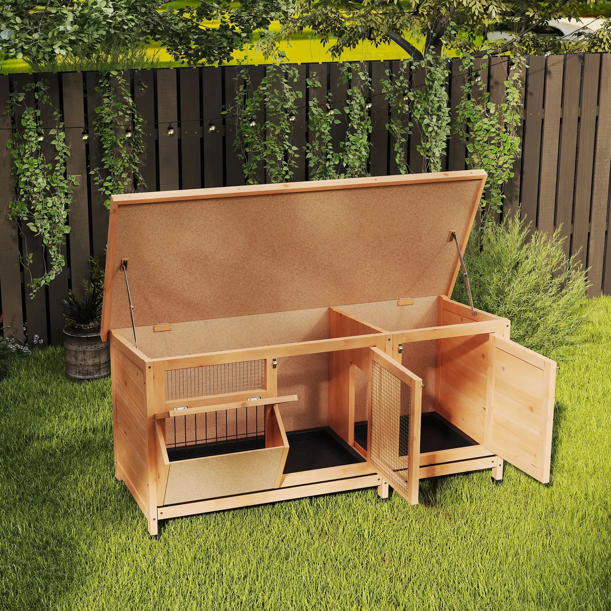 Casuta pentru iepuri si rozatoare PawHut D51-132YL (Natural) - 3