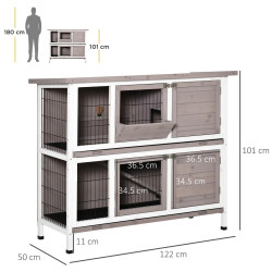 Домик для кроликов и грызунов PawHut D51-312 (Grey-brown) Thumb