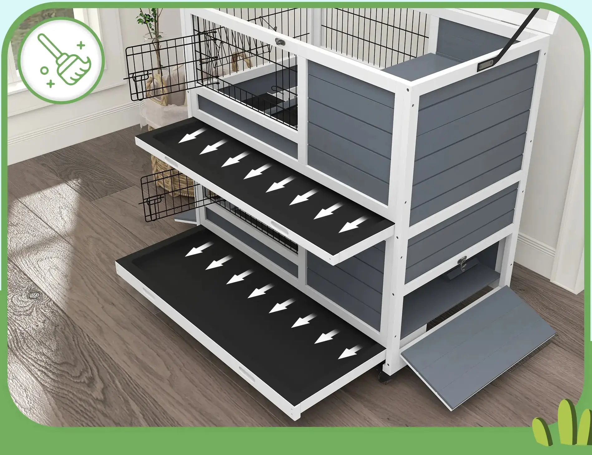 Домик для кроликов и грызунов PawHut D51-415V00GY (Grey) - 6