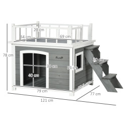 Домик для собак PawHut D02-145V00LG (Light Grey/White) Thumb