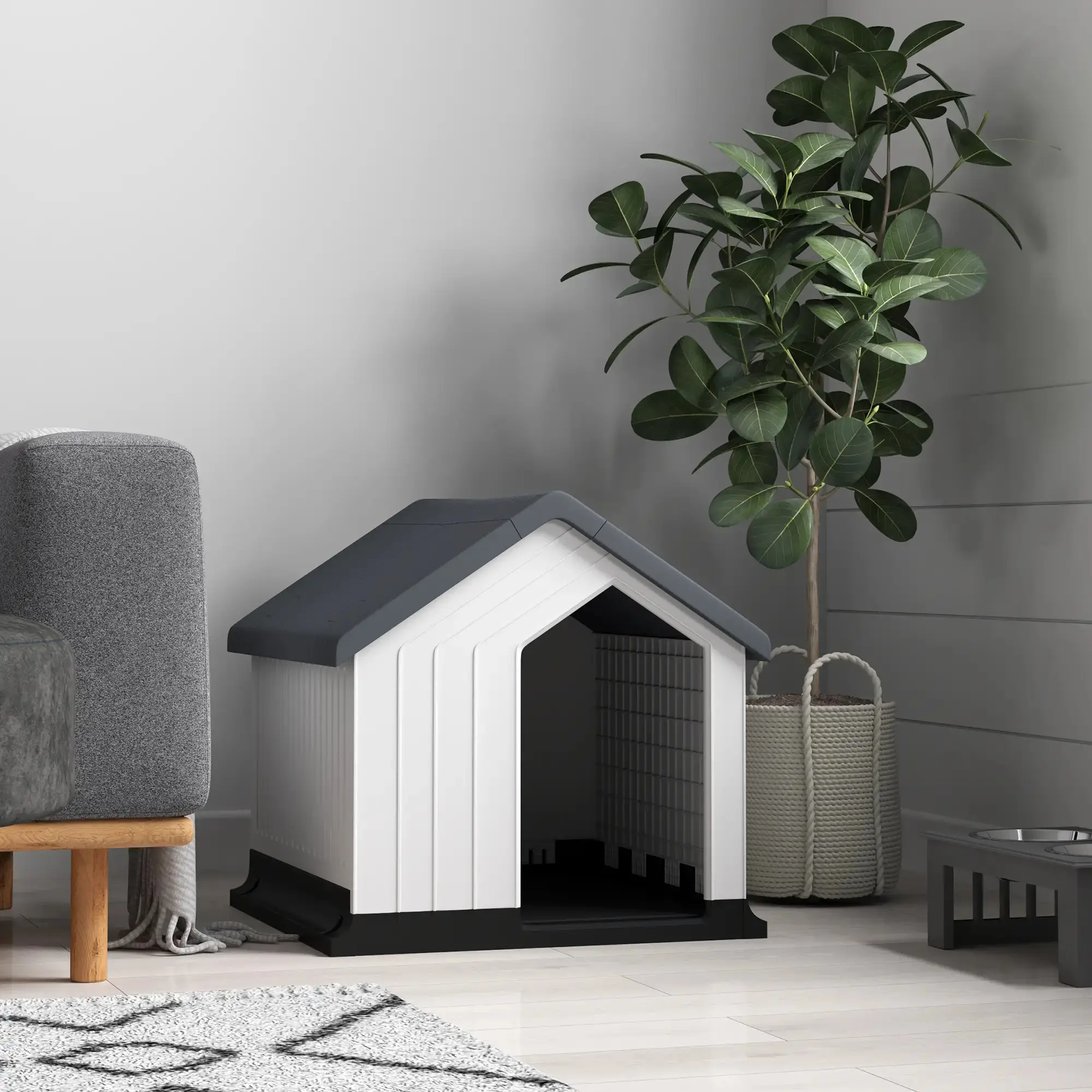 Домик для собак PawHut D02-195V00GY (Grey/White) - 5