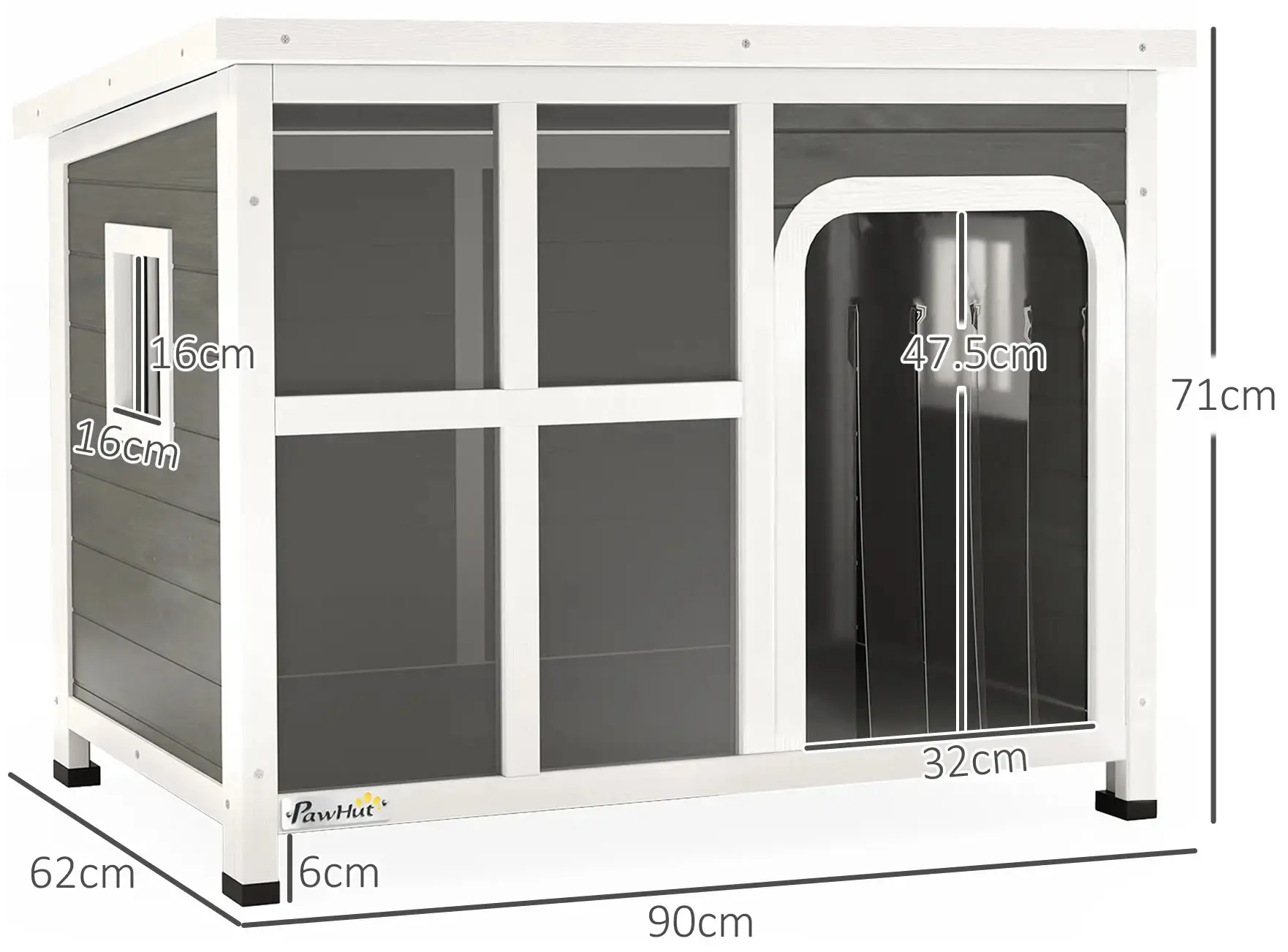 Домик для собак PawHut D02-200V00LG (Light Grey/White) - 3