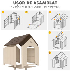 Casuta pentru caini PawHut D02-266V00BG 88x78x89 cm (Beige/Brown) Thumb