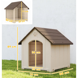 Casuta pentru caini PawHut D02-266V00BG 88x78x89 cm (Beige/Brown) Thumb